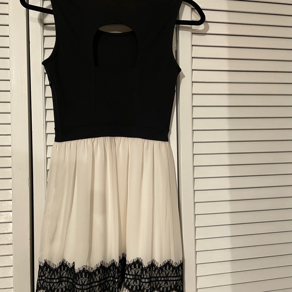 Black and white sleeveless dress.